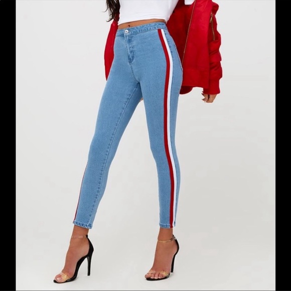 PrettyLittleThing Denim - Pretty Little Thing Jean hi rise crop side stripe 6